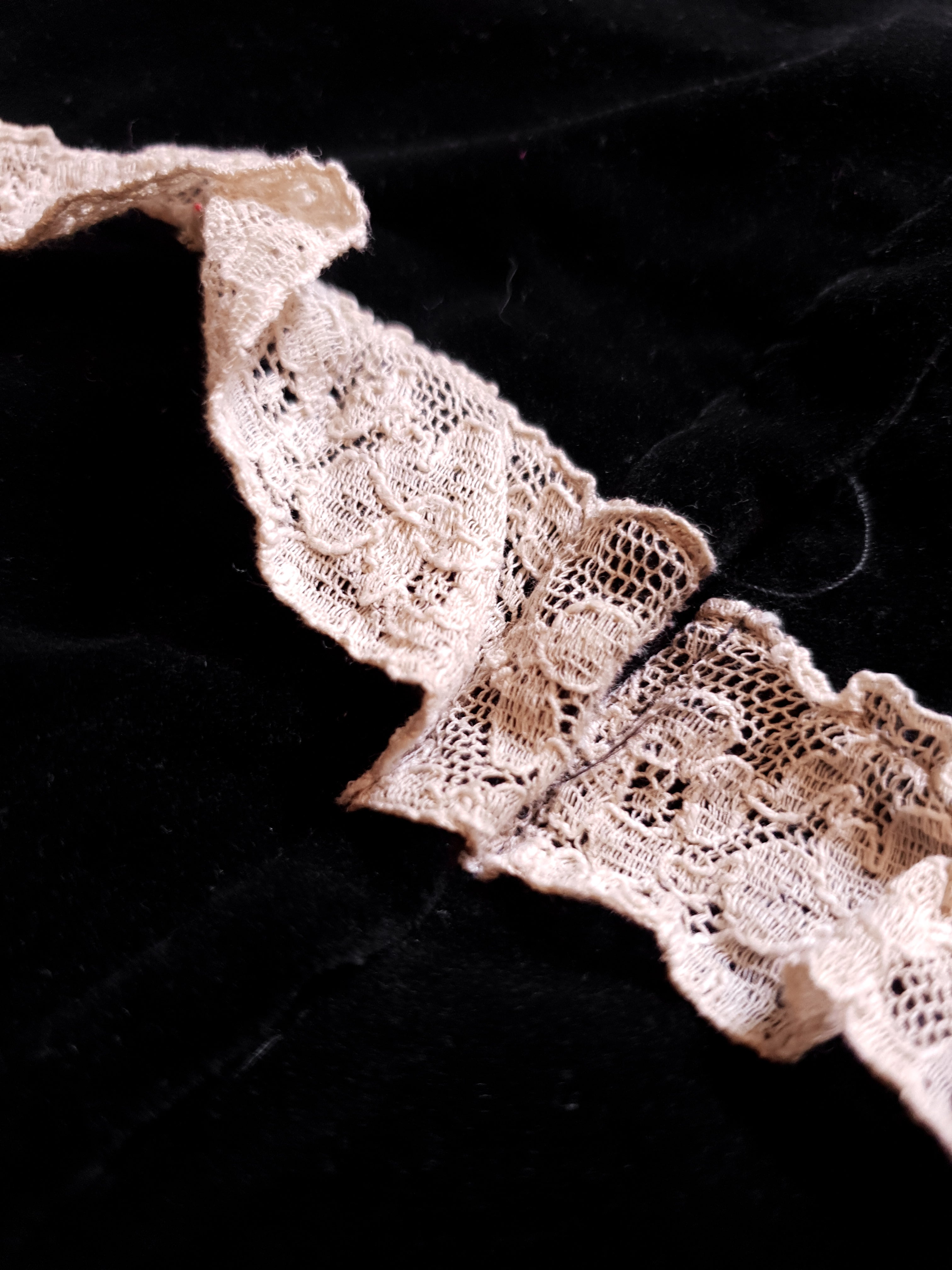 Vintage 1970s Black Cotton Velvet Edwardian Revival Maxi Prairie Dress