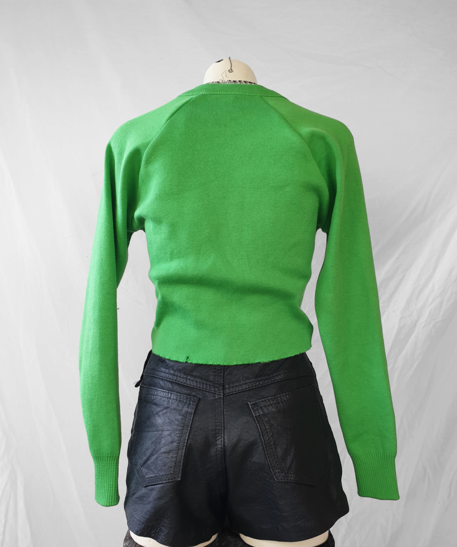 Vintage 80s/90s Lime Green Knit Cropped Sweater