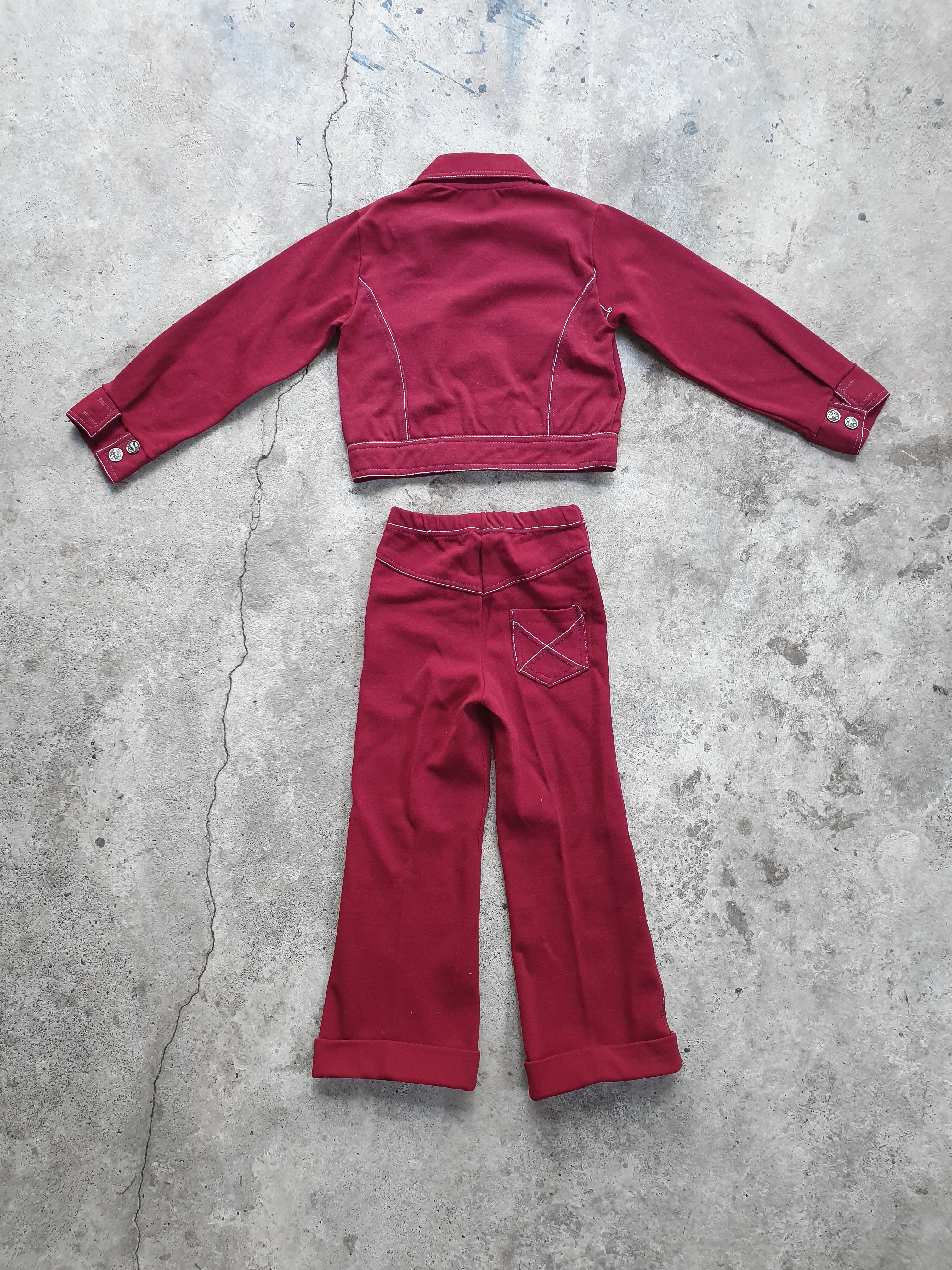 Vintage 1970s Kids Flared Suit - Burgundy