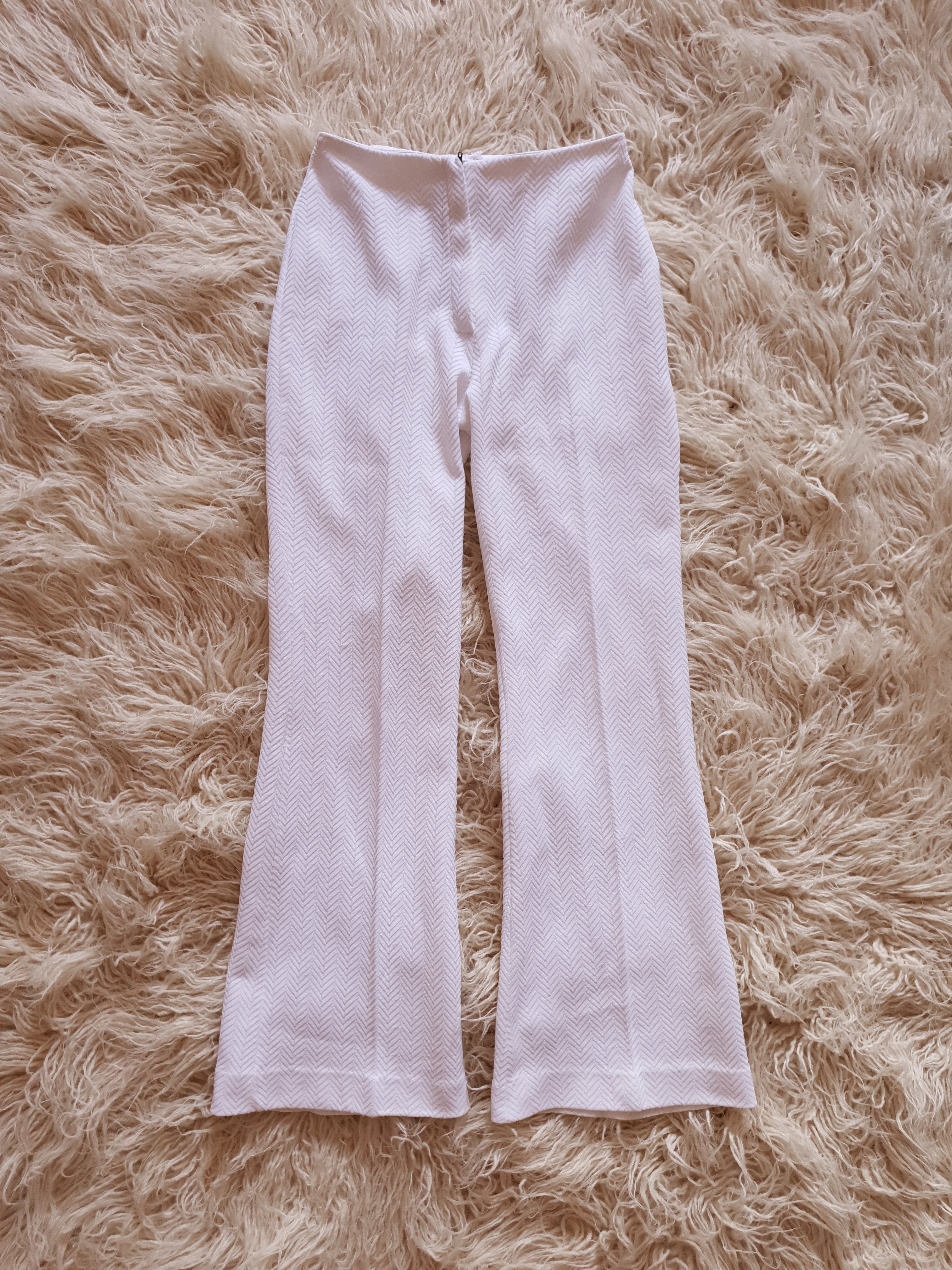 Vintage 1970s/80s White Zig Zag Flares