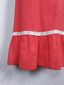 Vintage 1970s Red & White Spotty Midi Dress