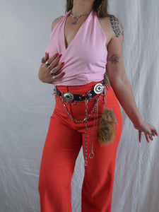 Vintage 1970s/80s Pink Halter Wrap Around Top