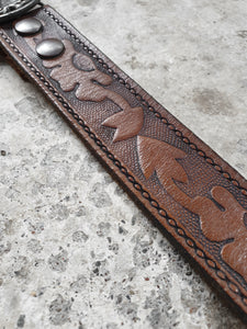 Vintage Brown Tooled Leather Belt