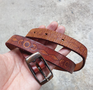 Vintage Tooled Leather Belt