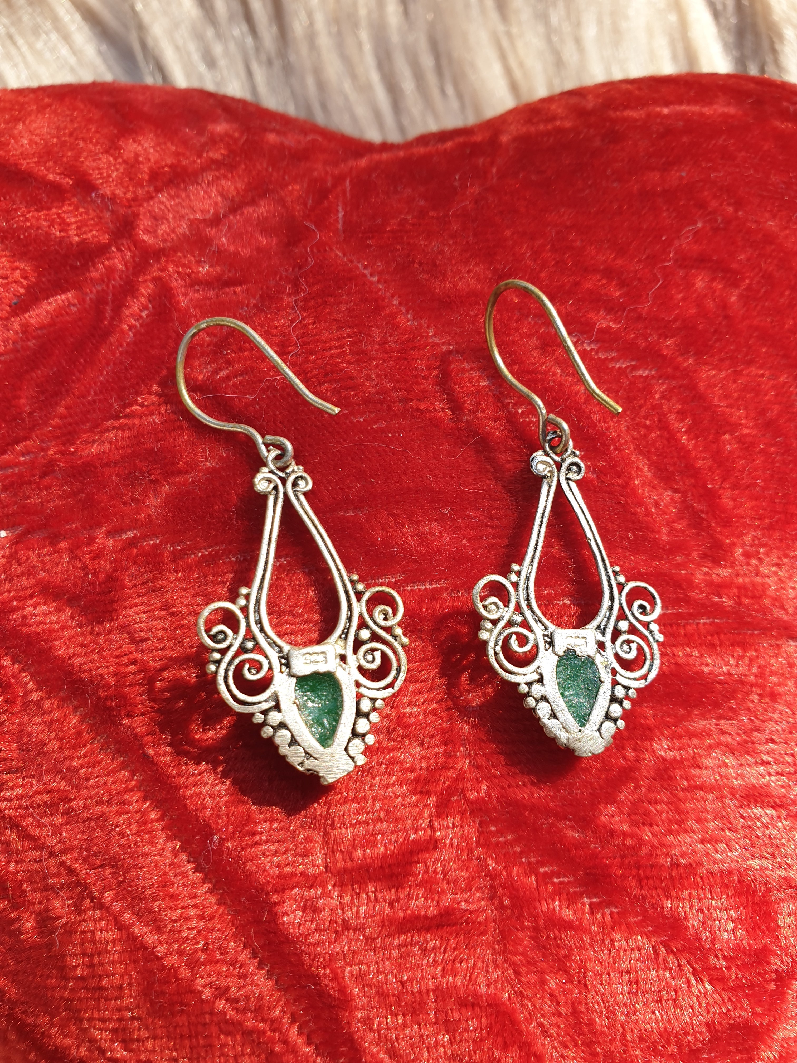 Vintage Sterling Silver 925 Jade Drop Earrings