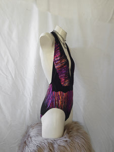 Vintage 1980s Plunging V Neck One Piece Swimsuit