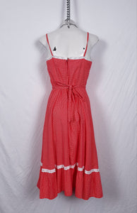 Vintage 1970s Red & White Spotty Midi Dress