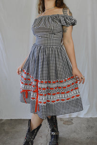 Vintage 1960s Gingham Milkmaid Dress