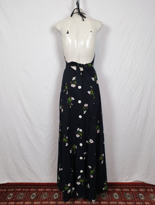 Vintage 1970s Backless Maxi Halter Dress
