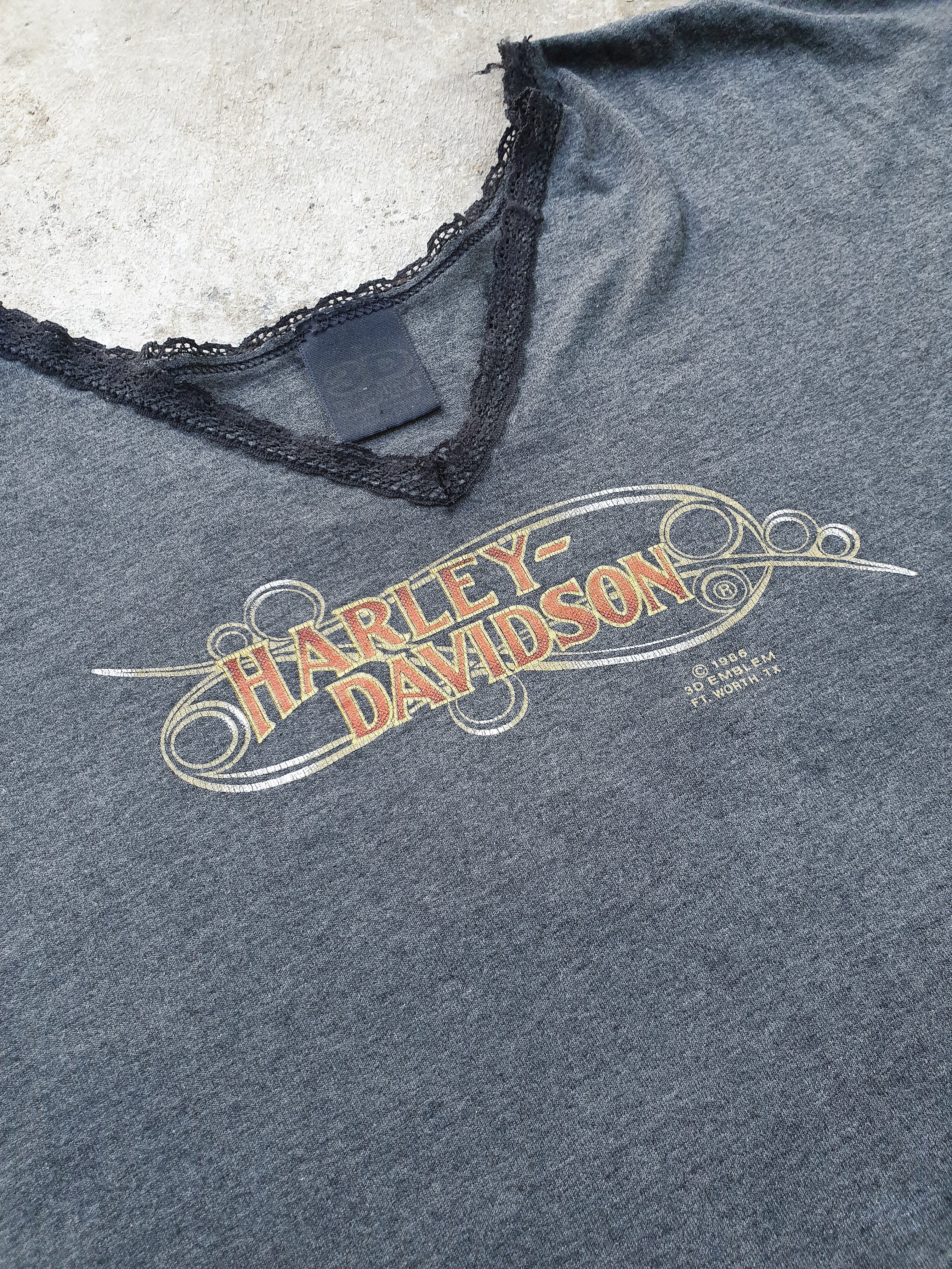 Vintage 86' Harley Davidson 3D Emblem Lace Tee