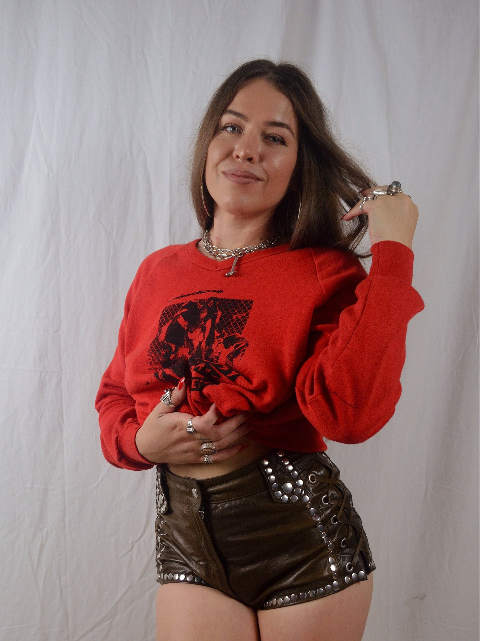 Vintage 1980s Handprinted 'This Pussy Has Teeth' Sweater