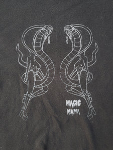 Vintage Magic Mama Handprinted 'Cobras' Black Ringer Tee