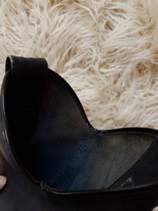 Vintage Black Leather Fringed Cowboy Boots