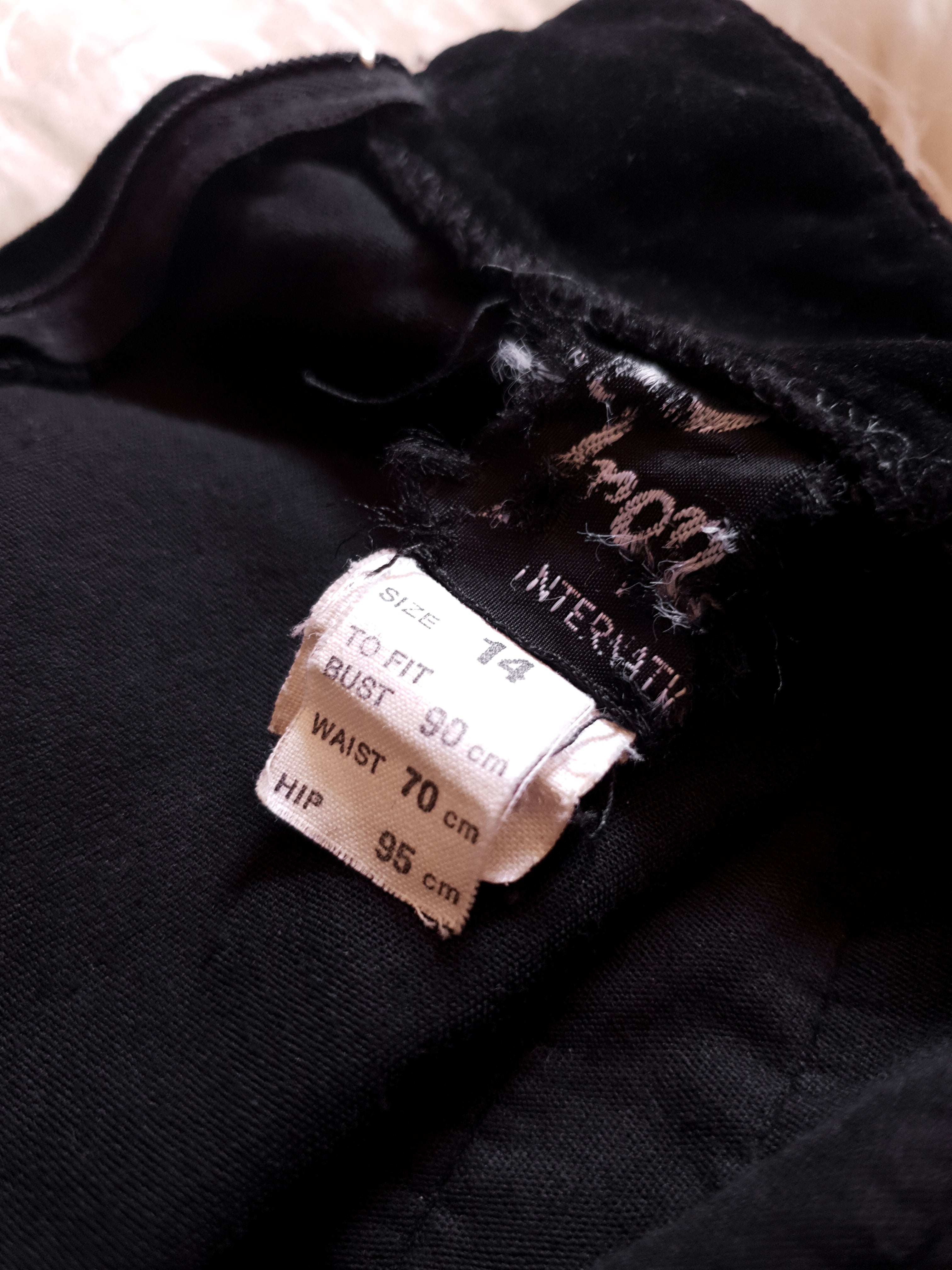 Vintage 1970s Black Cotton Velvet Edwardian Revival Maxi Prairie Dress