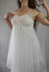 Vintage 1970s Lace Handkerchief Maxi Wedding Dress