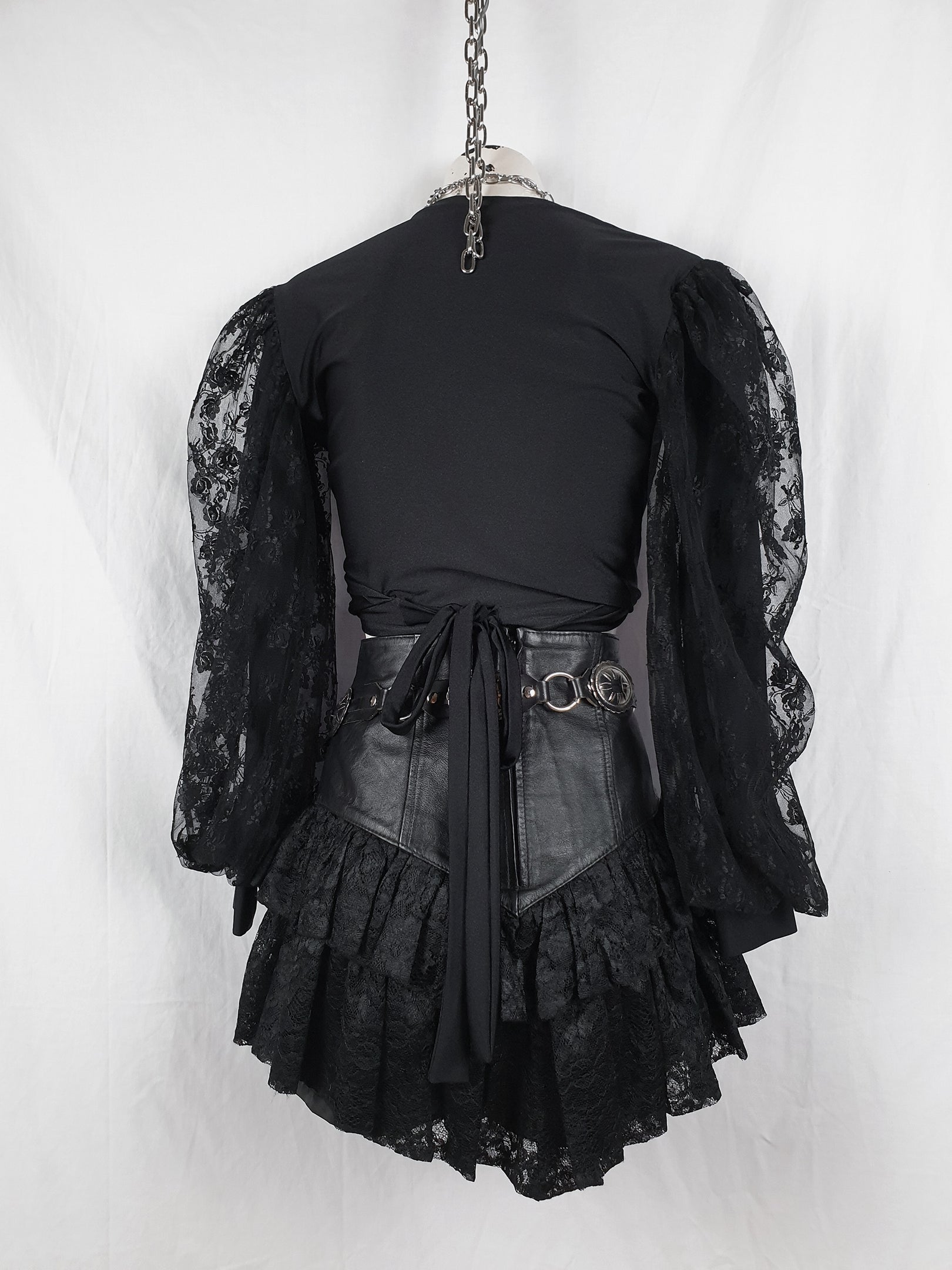 Vintage 1970s/80s Lycra & Lace Wrap Around Top