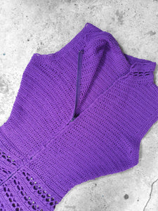 Vintage 1970s Purple Knit Mini Dress