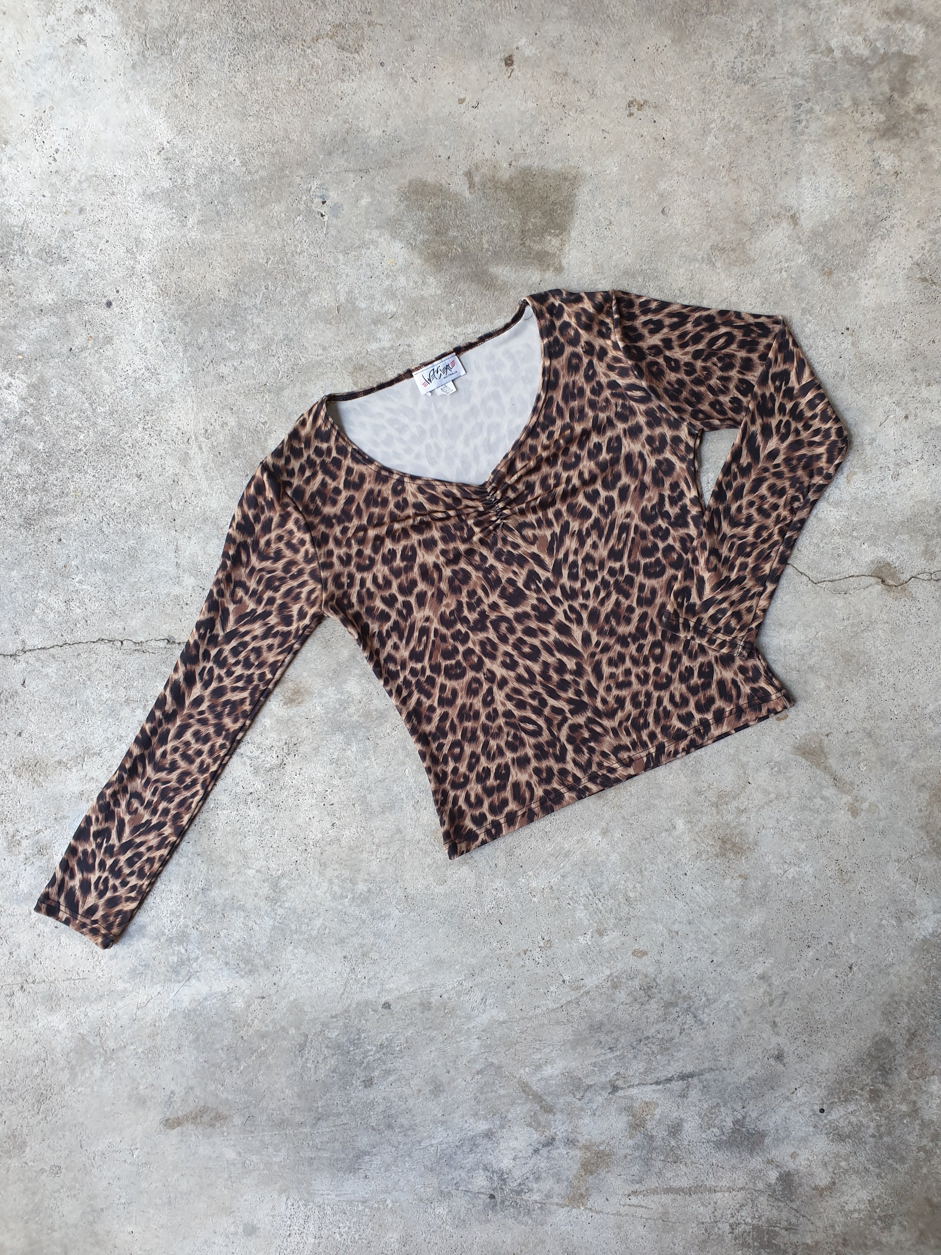 Vintage 90s Slinky 'Wetseal" Leopard Print Top