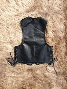 'Viper' Black Leather Vest