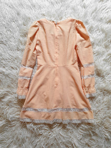 Vintage 1970s Peachy Pink Mini Prairie Dress