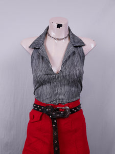 Vintage 1990s B&W Stripe Halter Top