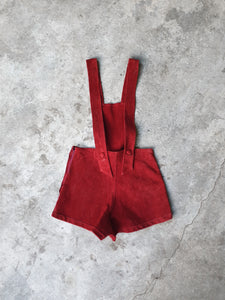 Vintage 1970s Red Suede Overalls