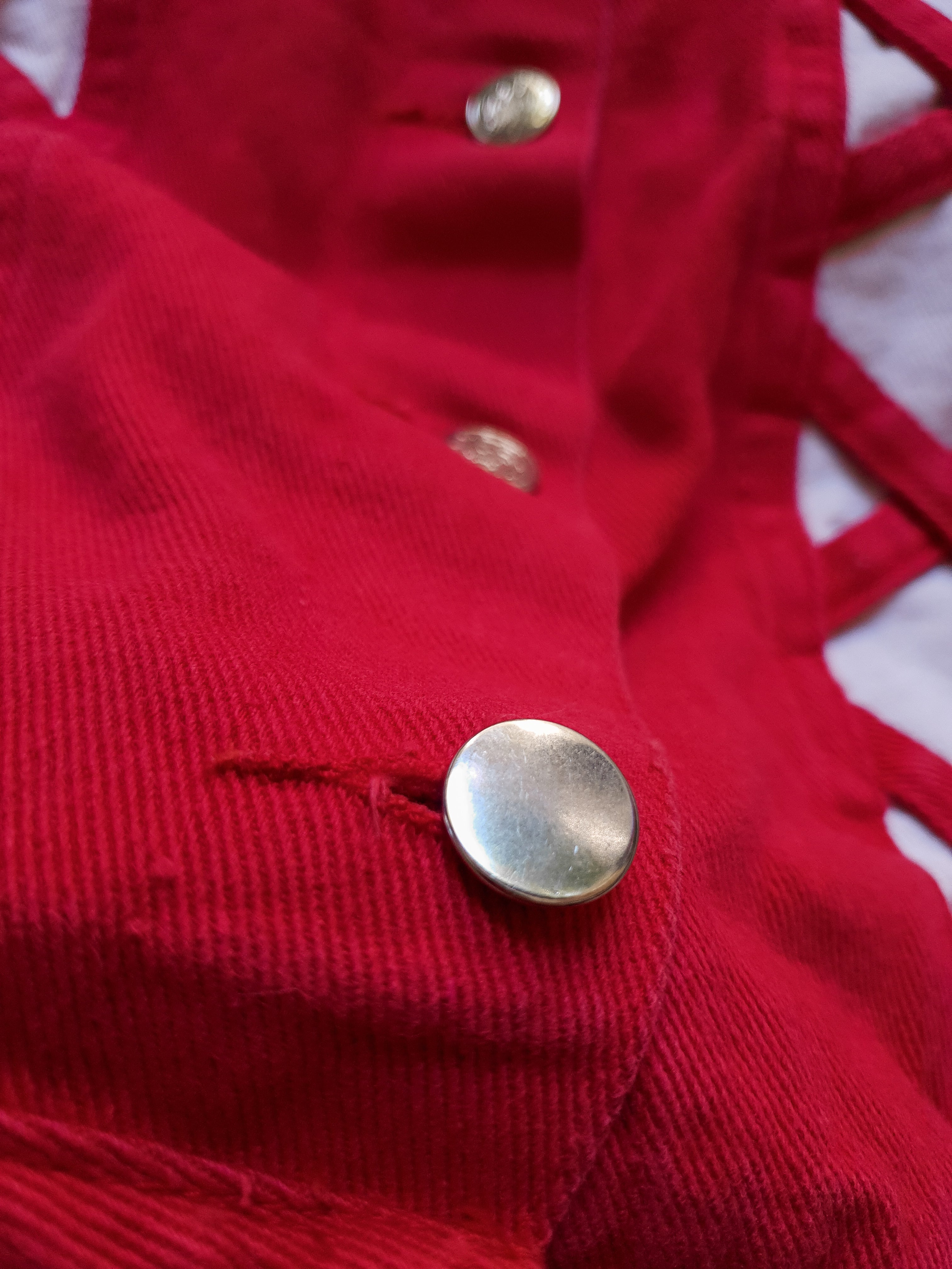 Vintage 1980s Red & White Western Denim Vest