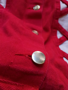 Vintage 1980s Red & White Western Denim Vest
