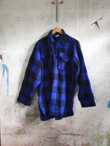 Vintage Black & Blue Buffalo Plaid Hunting Lumber Jacket