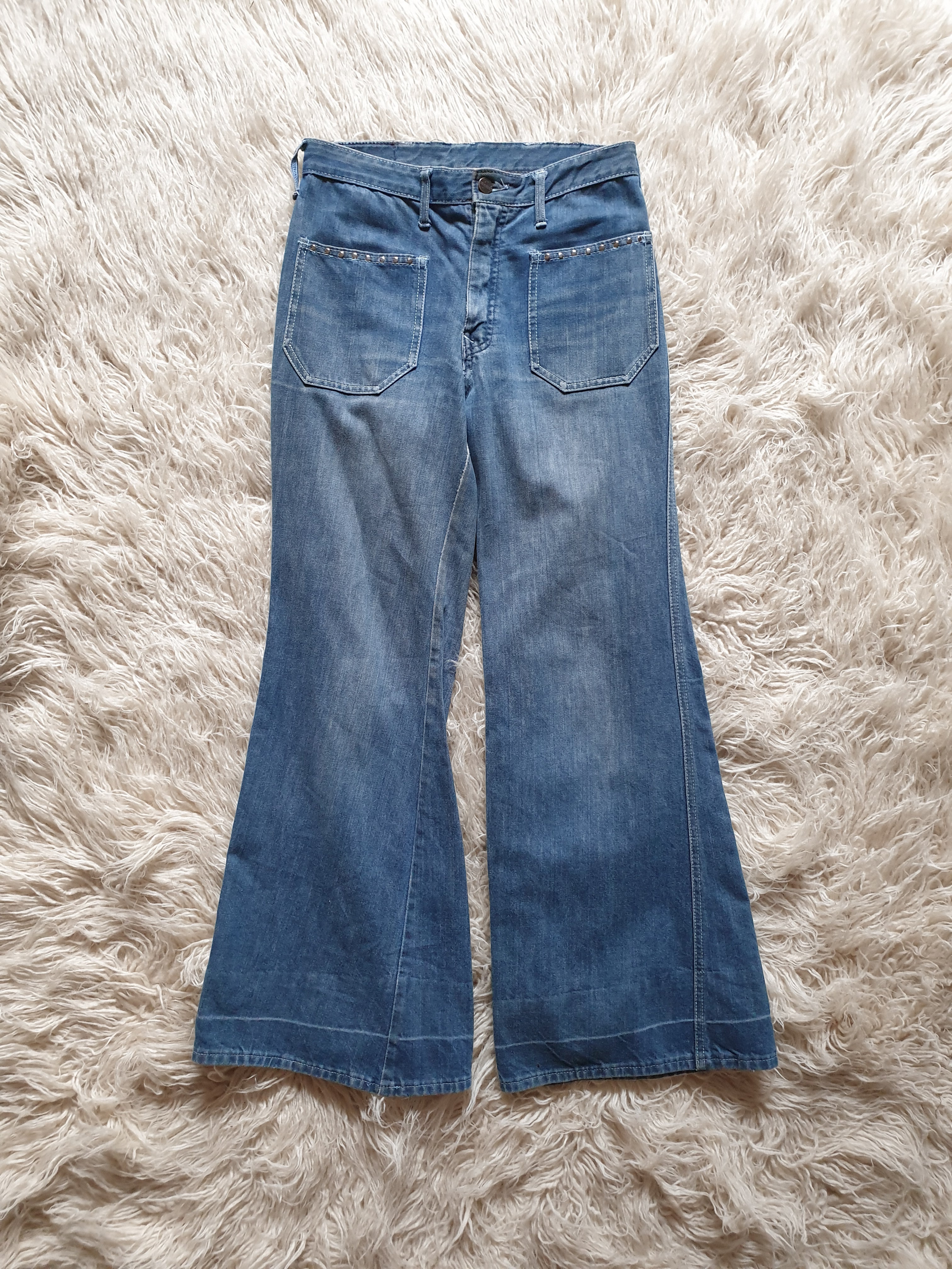 Vintage 1970s 'Colonials' Denim Studded Flare Jeans