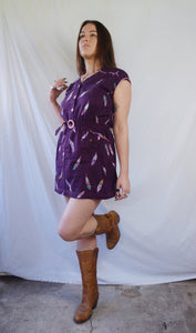 Vintage Purple Feather Mini Dress