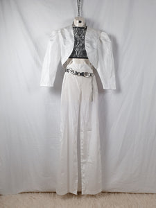 Vintage 1980s Cropped White Tafetta Bolero Jacket