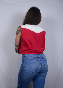 Vintage 1980s Red & White Western Denim Vest