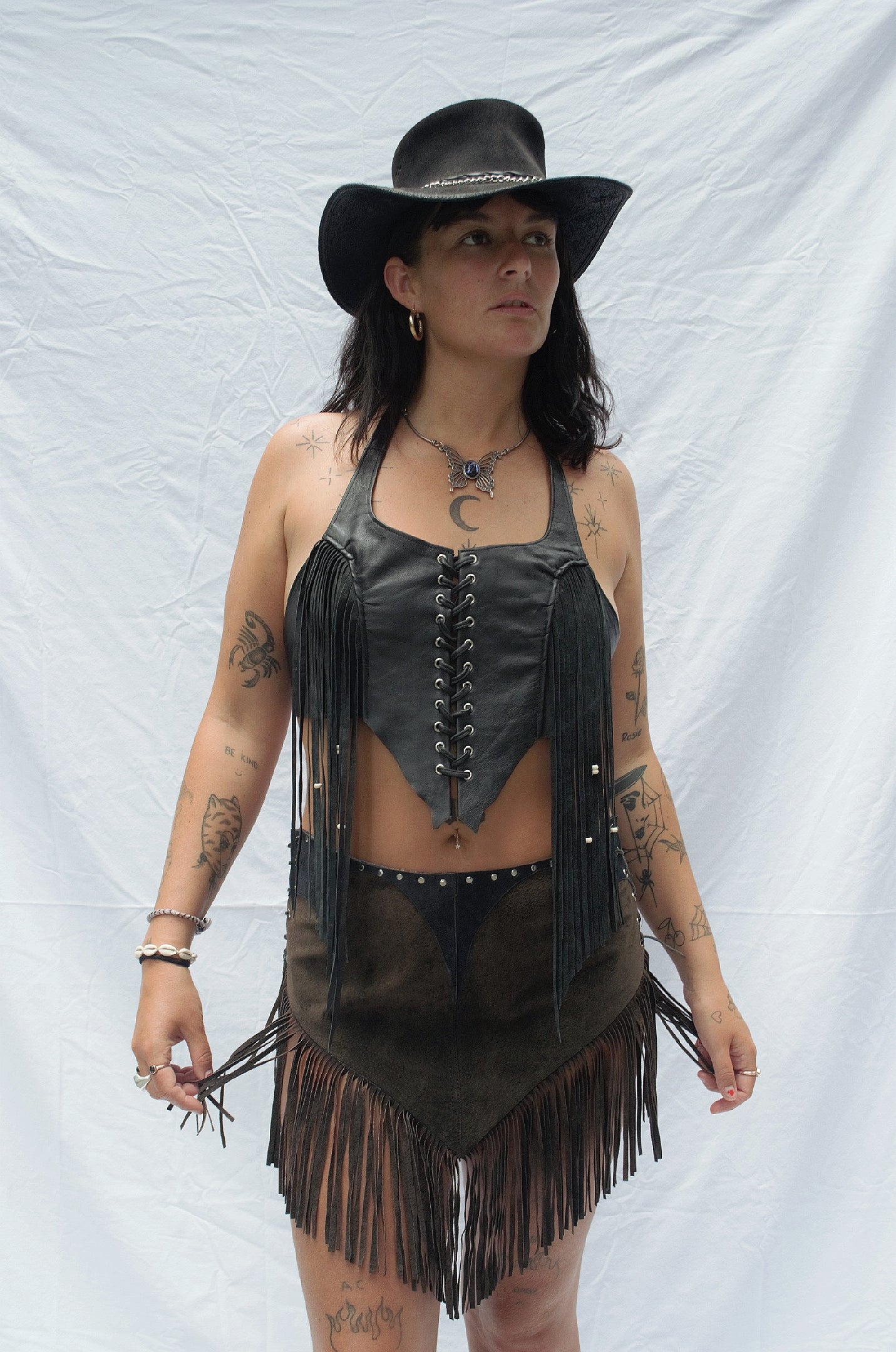 'Hell Raiser' Leather Fringe Skirt