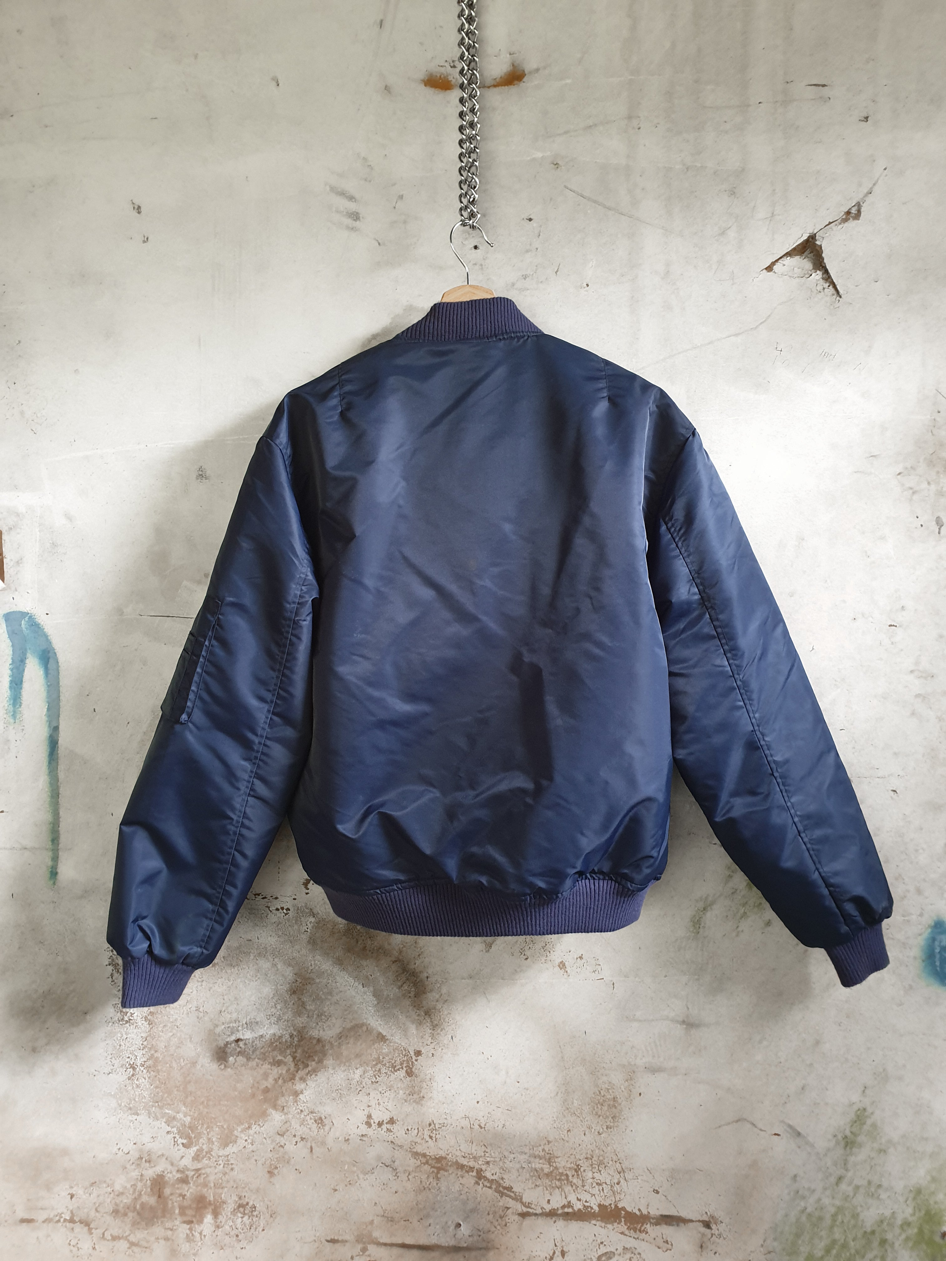 Vintage MA1 Style Navy & Orange Bomber Jacket