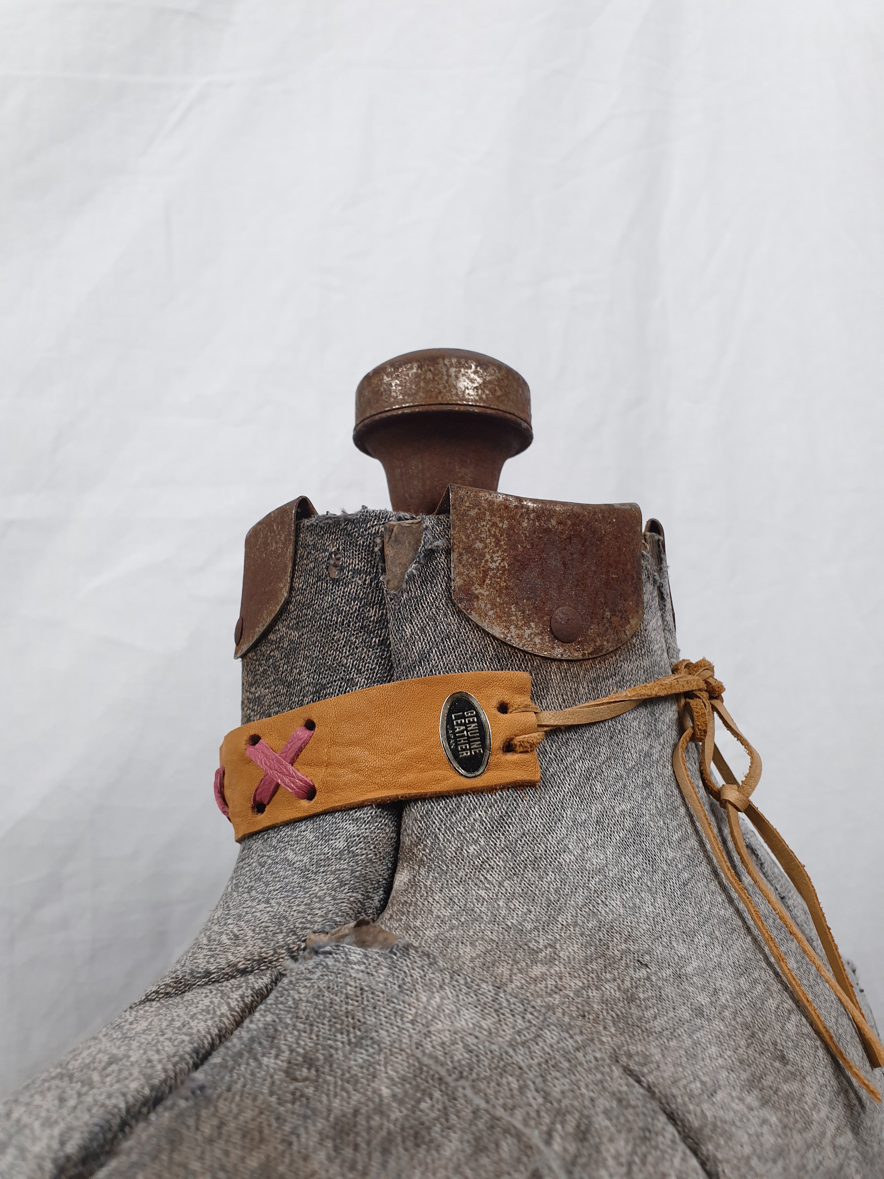 Vintage Pink & Tan Leather Choker