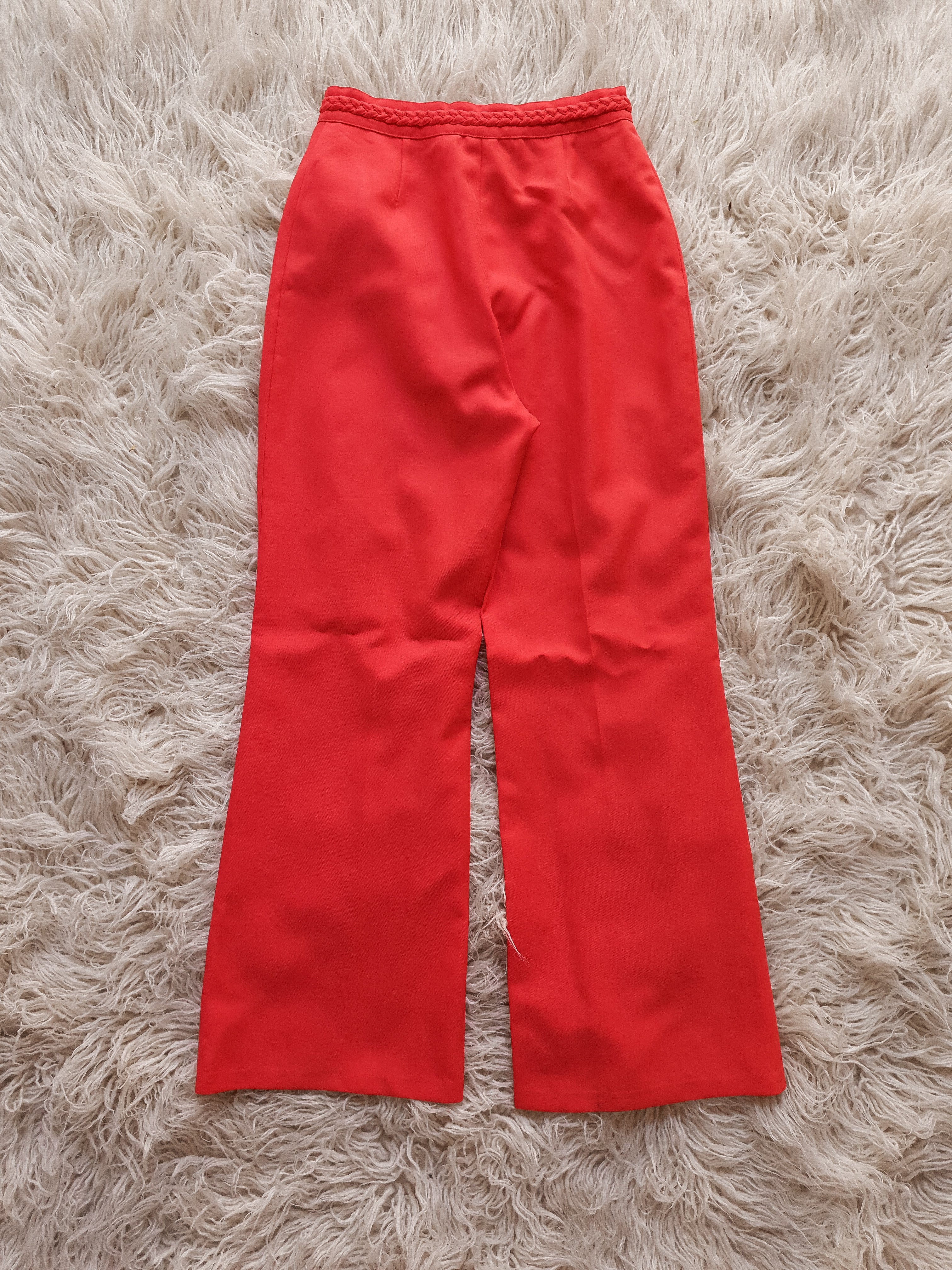 Vintage 1970s Coral Plait Waist Flares