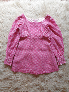 Vintage 1970s Empire Waist Pink & Silver Diamond Mini Dress