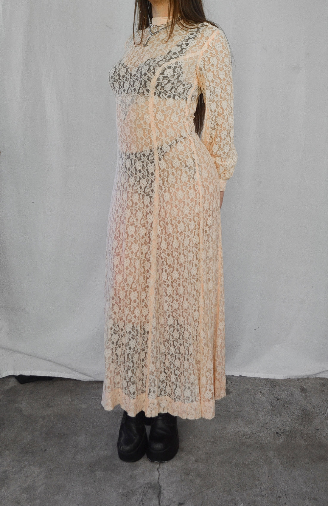 Vintage peach lace maxi