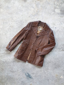 Vintage 70s Leather Brown Jacket