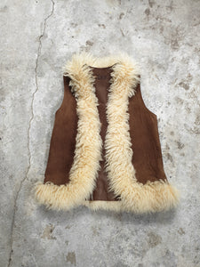 Vintage 1970s Suede & Sheep's Wool Vest