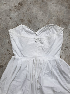 Vintage 1980s Strapless White Midi Dress