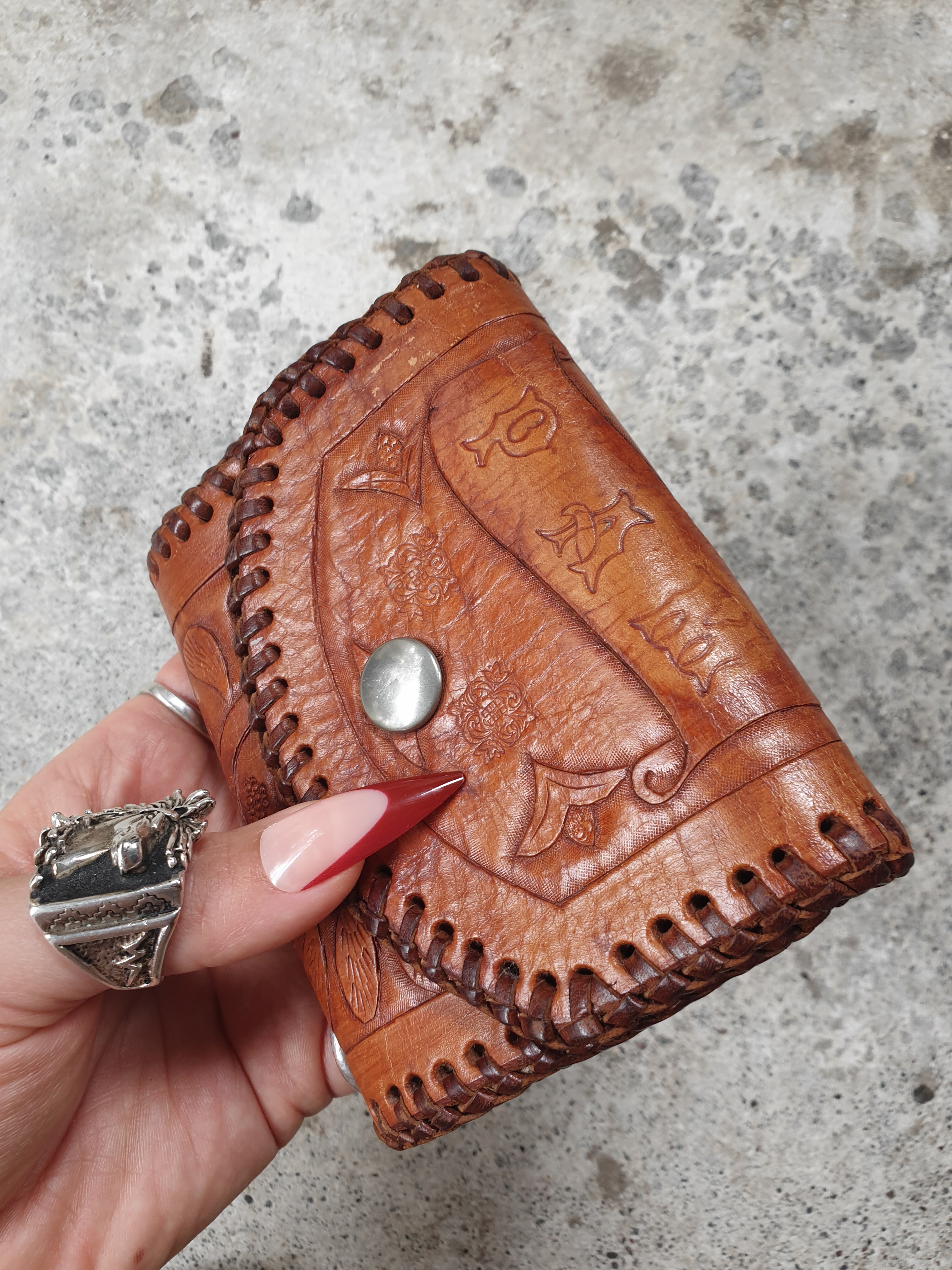 Vintage Tooled Leather 'Pam' Wallet