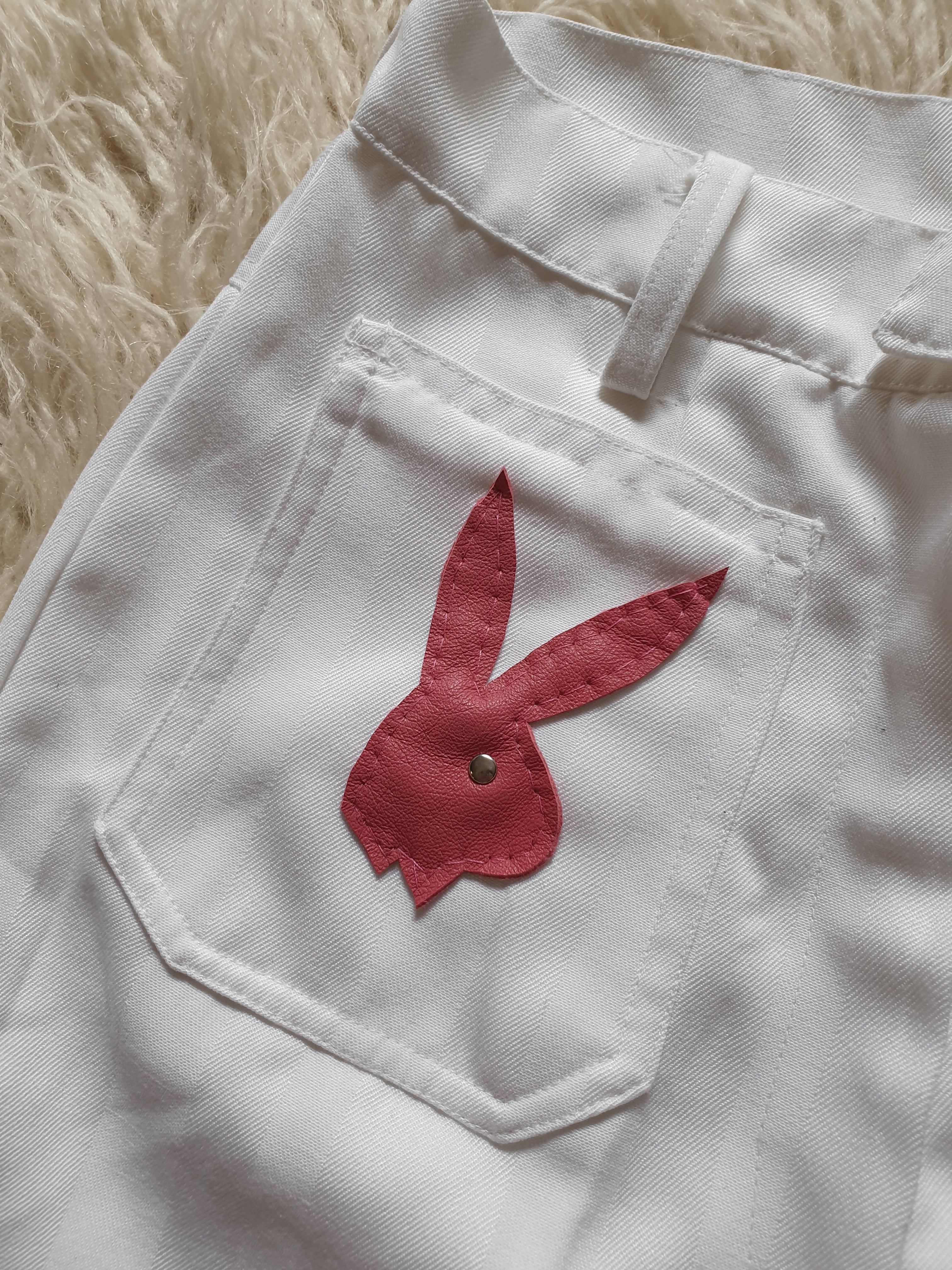 Vintage 1970s White Bunny Flares
