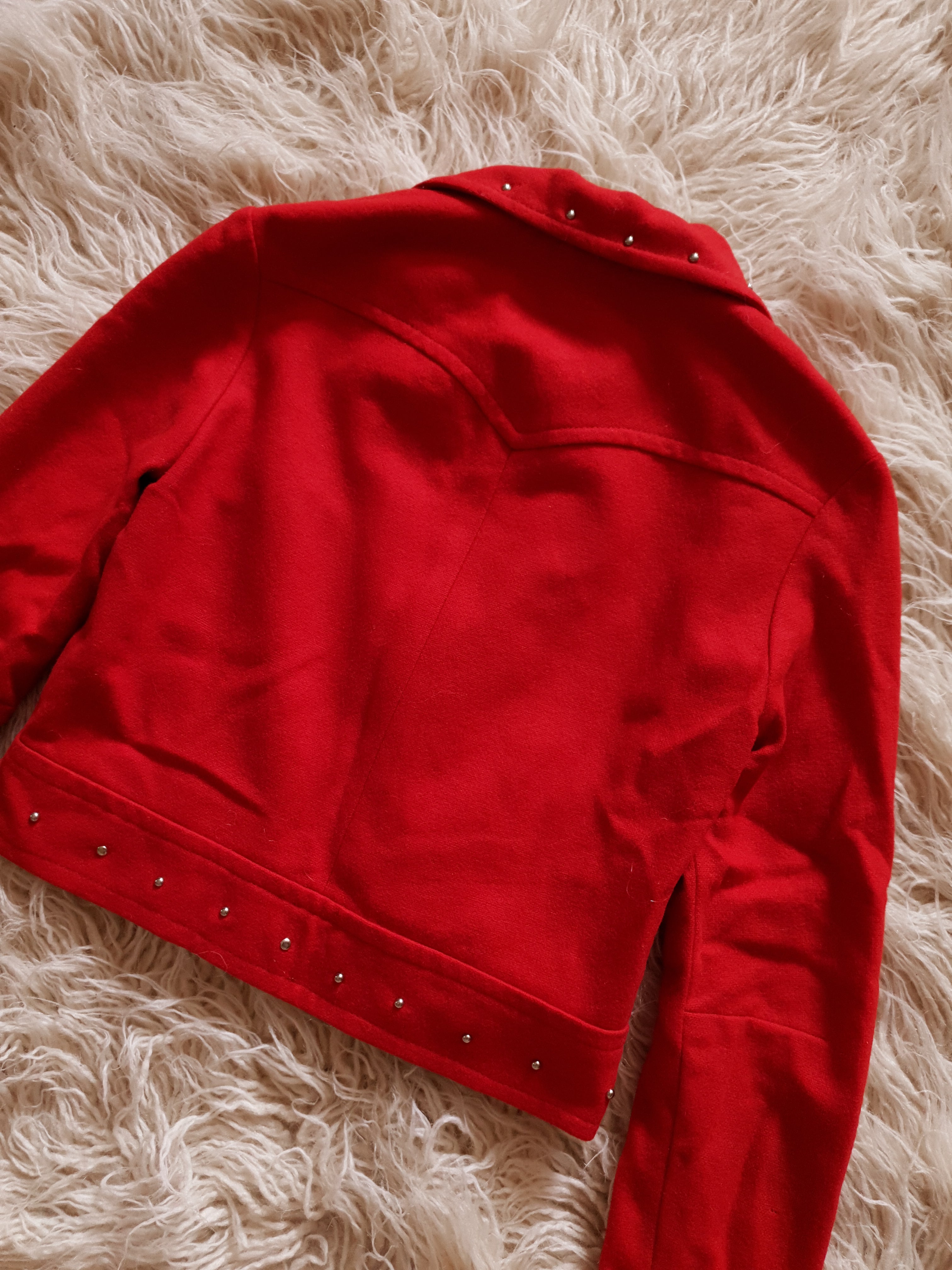 Vintage 1970s Studded Red Wool Jacket