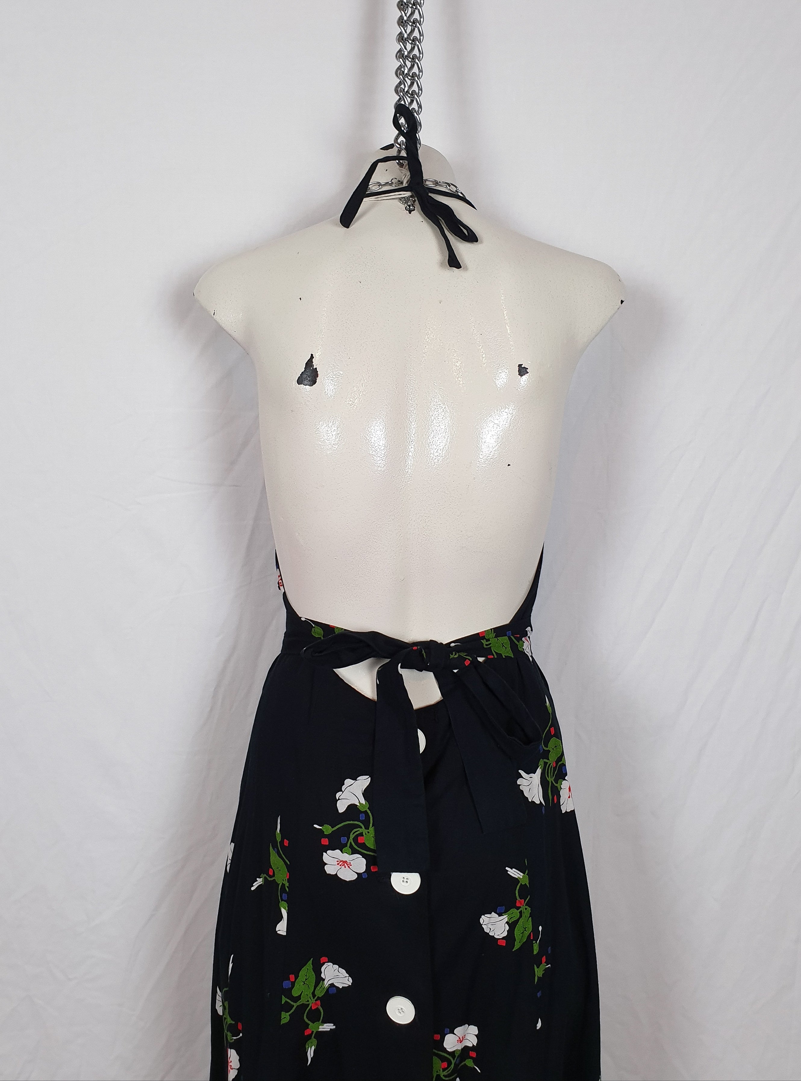 Vintage 1970s Backless Maxi Halter Dress