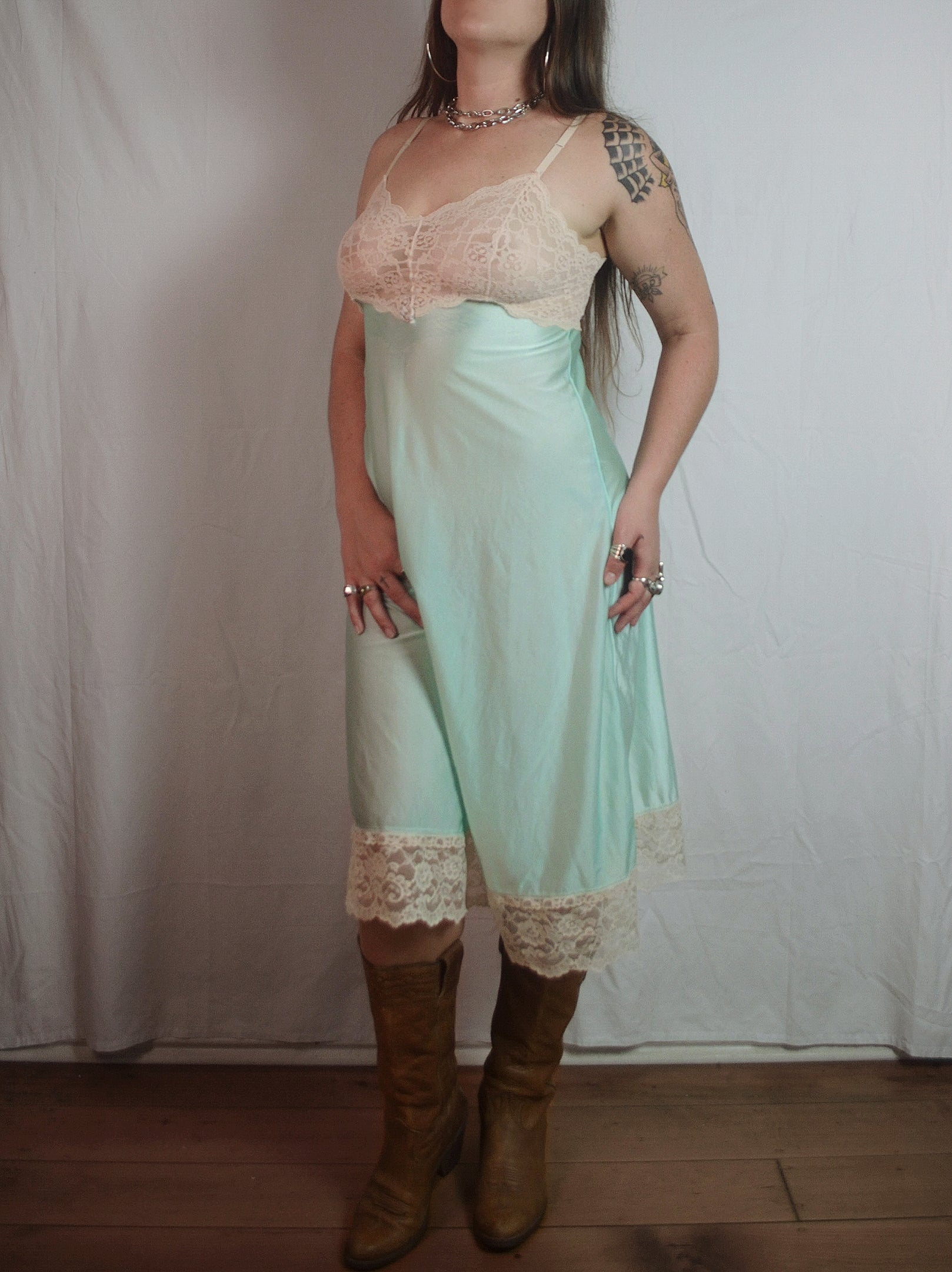 Vintage Mint Green Midi Slip Dress