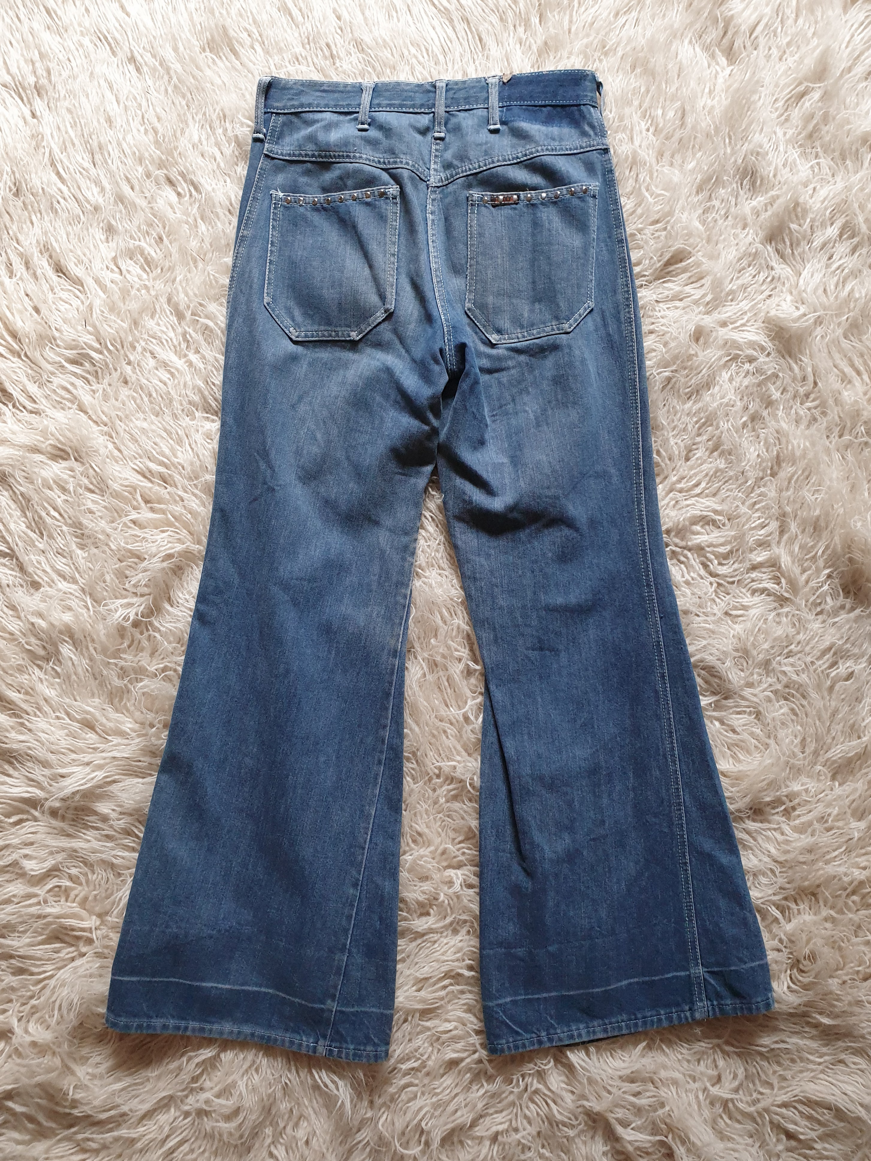 Vintage 1970s 'Colonials' Denim Studded Flare Jeans