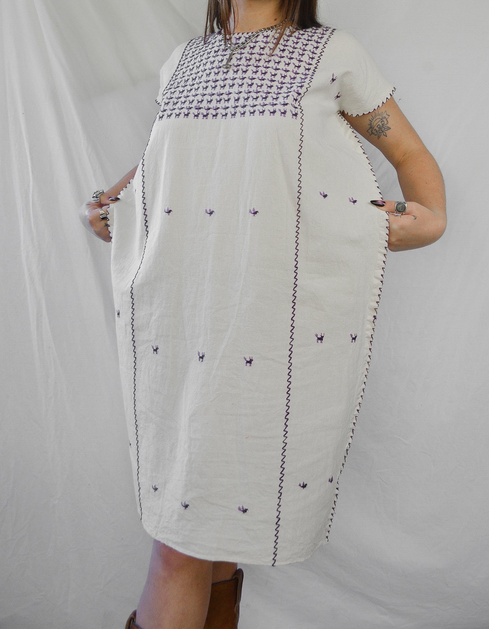 Mexican Huipil Oxacan Midi Dress