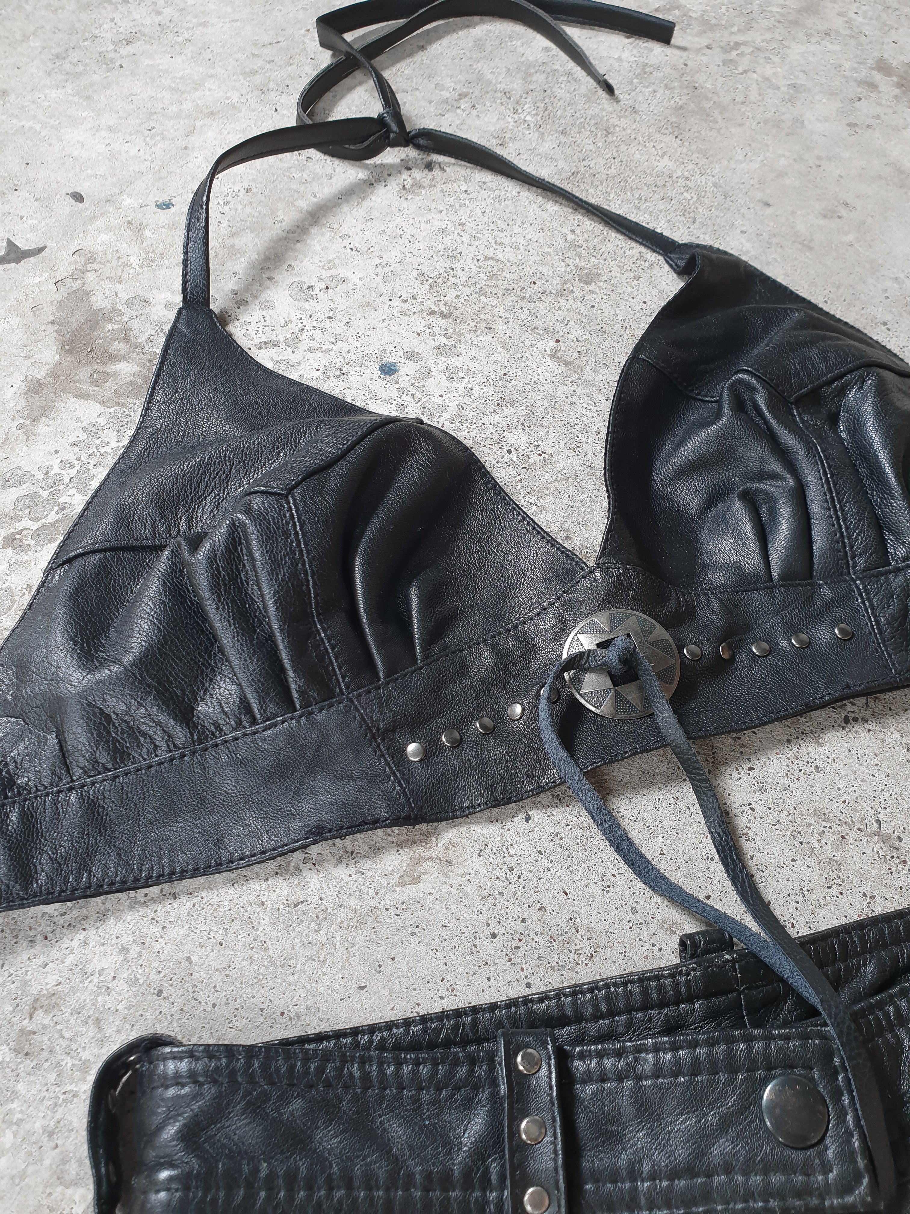 Vintage 1980s/90s Leather Halter Top